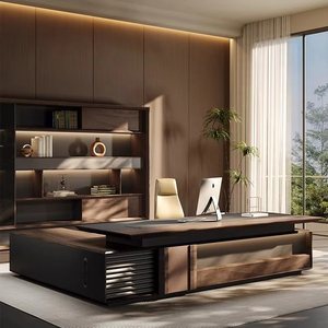 Sang trọng Ông Chủ bàn hiện đại công nghiệp đồ nội thất văn phòng CE chứng nhận quản lý bàn làm Trung Quốc da kim loại sồi MDF cho Nhà Trường - Product Image 3