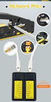 Kit d'Outils de Réparation pour Câbles Ethernet RJ45 Cat5e, Cat6, Cat7 avec Testeur, Pince à Sertir en ABS et Acier au Carbone, Dénudeur et Coupe-Câble