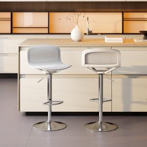 Silla giratoria de altura ajustable con respaldo de malla y base metálica, cómoda <span class=keywords><strong>para</strong></span> <span class=keywords><strong>isla</strong></span> de cocina, hogar, bar o centro comercial, personalizable al por mayor. - Product Image 2