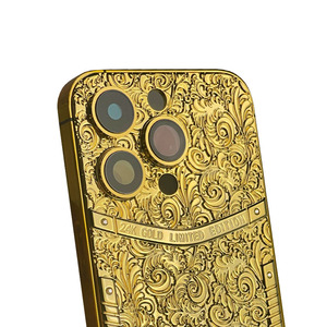 Custodie per telefoni cellulari 24kt placcate in oro 24kt con logo inciso nuovo design personalizzabile per <span class=keywords><strong>iPhone</strong></span> 14pro - Product Image 3