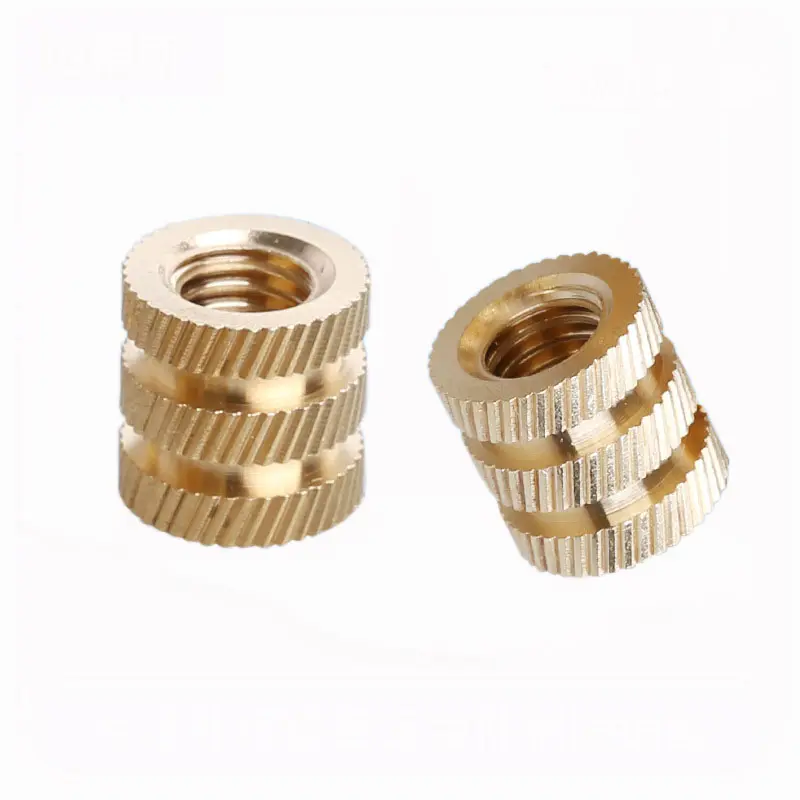 Hot Melt internal thread Copper Two Grooves Cylindrical Stud Twill Knurled Injection Molded Brass Insert Nut For Plastic Housing