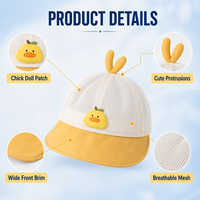 Casquette de baseball pour bébé et tout-petit avec motif animal 3D, maille respirante, large bord souple, chapeau de soleil d'été pour garçons et filles