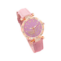 Nouvel ensemble de bijoux montre tendance pour femme : bague cœur rose, collier, boucles d'oreilles, montre de luxe à strass, bracelet décontracté