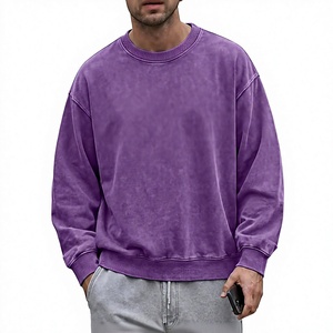 Sweat-shirt ras du cou vintage décontracté pour homme, 100 % coton, 350 GSM, délavage acide, avec logo personnalisé OEM, col et poignets côtelés, collection automne-hiver - Product Image 5