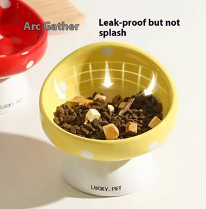 Cuenco para perros y <span class=keywords><strong>gatos</strong></span> de cerámica inclinado ecológico con protección para el cuello, plato de alimentación antideslizante para mascotas de interior, caja de características elevadas embalada - Product Image 5