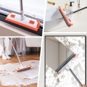 แปรงขัดพื้นห้องน้ำแบบดรอปชิปปิ้งสำหรับ Shopify แปรงทำความสะอาดห้องน้ำขนแข็งแบบหนา ที่ขัดกระเบื้องพร้อมที่ปาดน้ำ 2 in 1 ด้ามยาว - Product Image 3