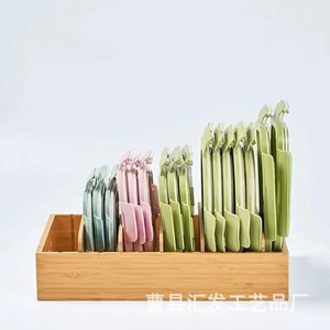 Caja de almacenamiento de bambú rectangular con tapa abierta y compartimentos para organizador de escritorio de cocina, color madera natural - Product Image 4