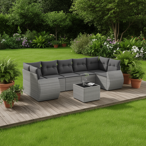 Ensemble de canapés de jardin en rotin gris 6 places, résistant aux intempéries, mobilier d'extérieur au design contemporain - Product Image 2