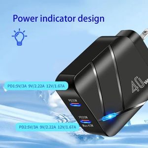 Custom Logo 40w USB <b>Adapter</b> Mobile Cell Phone Quick Charger QC3.0 USB <b>C</b> Travel Fast Charging EU/US <b>Plug</b> Wall Charger - Product Image 3
