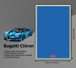 Vitrine murale en acrylique pour modèle de voiture <span class=keywords><strong>Bugatti</strong></span> <span class=keywords><strong>Chiron</strong></span> en blocs de construction 80x50cm, cadre miroir uniquement - Product Image 5