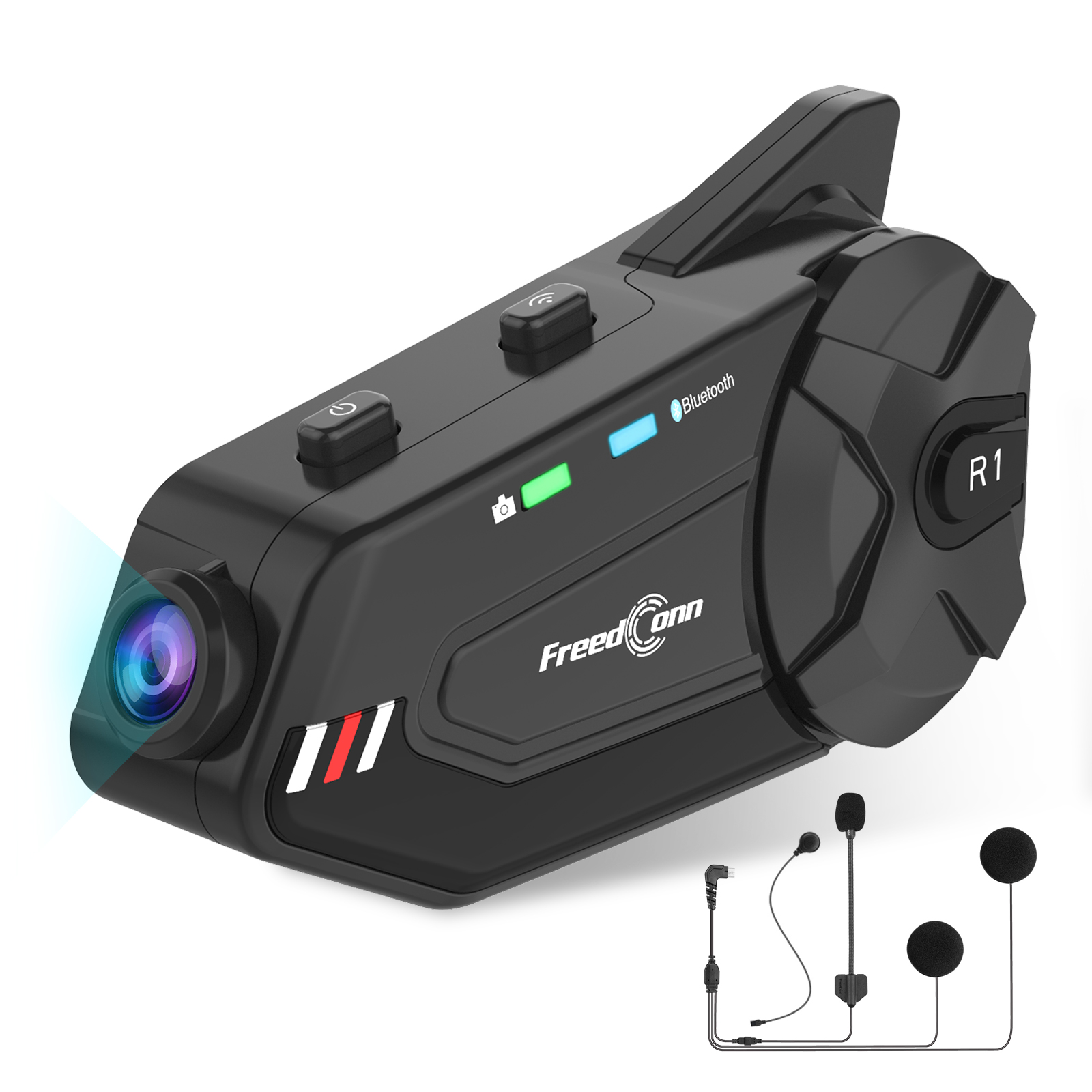 Intercomunicador para casco de motocicleta, cámara de vídeo con Wifi, 1080P, DVR, FreedConn R1 Plus