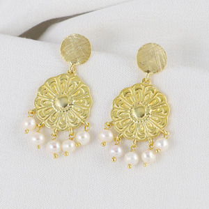 Gold Plated Brass Ethnic Pearl <b>Earrings</b> for party wear Wholesale Price - Product Image 2