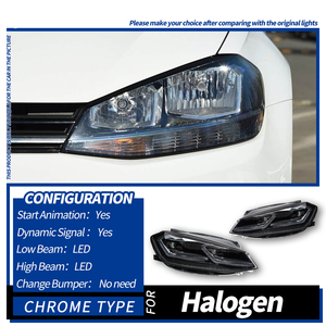 Feux avant Demillon 2018-2020 pour Volkswagen <span class=keywords><strong>Golf</strong></span> High 7.5, feux à LED avec clignotants dynamiques, 12v 55w - Product Image 5