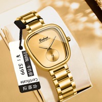 BINBOND jam tangan wanita Quartz, arloji mewah multifungsi desain barel pergerakan tahan air untuk wanita hadiah
