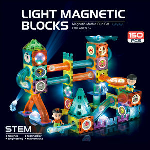 الاطفال التعليمية الجذعية لعب المغناطيسي البلاط مع مصباح ليد الرخام تشغيل المغناطيسي بناء كتل مجموعات الالعاب للأطفال - Product Image 5