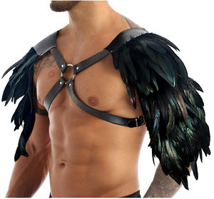 Costume da Cavaliere Medievale Gotico con Piume per Halloween, <span class=keywords><strong>Accessori</strong></span> Regolabili in Pelle PU per Cosplay da Guerriero Vichingo - Product Image 3