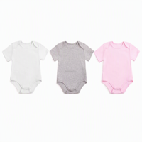 Mono de bebé OEM de fábrica, 100% algodón, manga corta, para recién nacido, unisex, liso, venta al por mayor, exportación