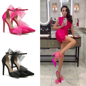 11.5CM <b>Big</b> <b>Bow</b> Talon Pour Femme Elegant Closed Toe 2025 New High Heeled Sandals - Product Image 6