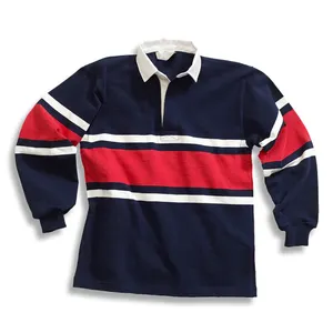 Street Wear Causal Hochwertiges Rugby-Trikot mit Sublimation druck Polo-Shirt Collegiate Herren-Streifen-Rugby-Shirt