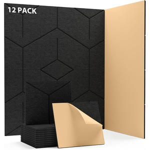 Paquete de 12 Paneles Acústicos Decorativos de Pared Autoadhesivos Hexagonales, Paneles de Fieltro PET Grabados en 3D para Estudio, Hogar y Oficina - Product Image 1