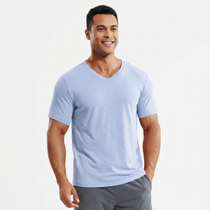 Camiseta Elegante con Cuello en V para Hombre, de Algodón Suave, Manga Corta, Informal, Cómoda, Transpirable, Ligera, Corte Ajustado, para Uso Diario - Product Image 1