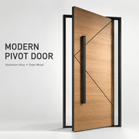 Porte pivotante moderne en aluminium, porte d'entrée composite acier-bois, design personnalisé pour villas, hôtels et projets commerciaux