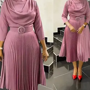 New Design African Office Dresses For Spring Fashion African Dresses For Women Clothing Chiffon Pleated Dress