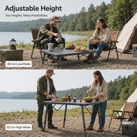 Table de camping pliable en alliage d'aluminium, réglable en hauteur, 127x62cm, portable, pour pique-nique, barbecue, plage, mobilier d'extérieur