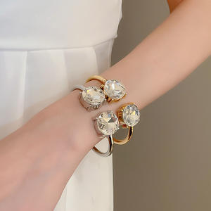 Fashion Wholesale Multi-styles Alloy <b>Crystal</b> Rhinestone Adjustable Minimalist Open <b>Bracelet</b> Bangles for Women - Product Image 5