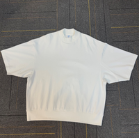 Custom Logo High Street Style Boxy Fit T-Shirts 305gsm Katoenen Print O-hals Gebreide Modieuze Cropped T-Shirts