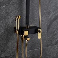Boîtier en or noir 304 acier inoxydable noyau en laiton mural intelligent numérique thermostatique pluie toboggan réglage de douche