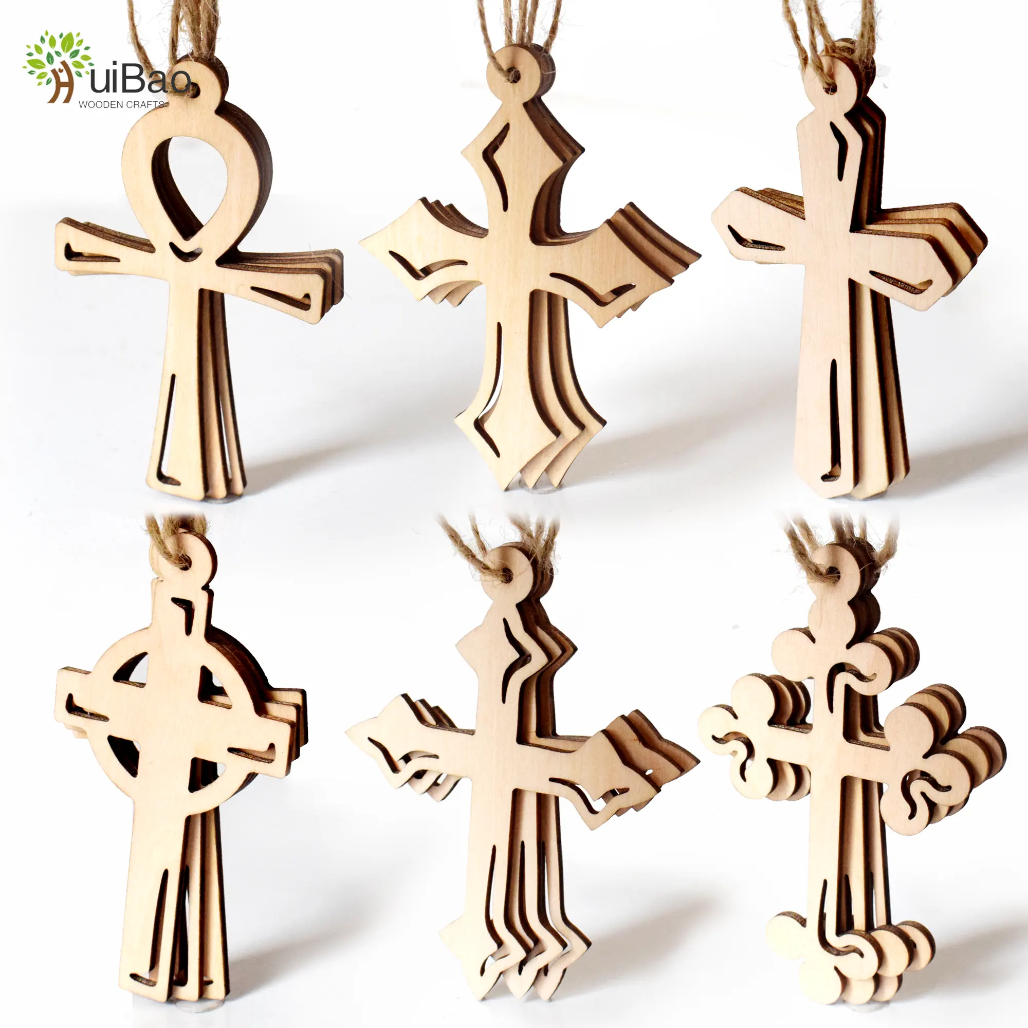 Venta al por mayor personalizada Natividad IGLESIA DE Pascua mini cruz de madera Cruz ortodoxa colgante de cruz de madera