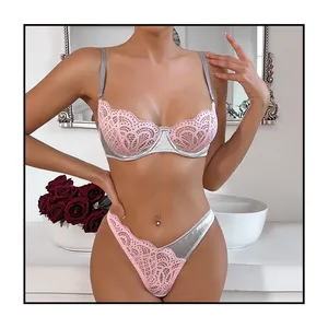 New matching color lace color contrast sex suit perspective sexy underwear bra brassiere