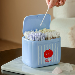 Boîte de rangement murale en plastique pour coton-tiges, pour salle de bain, coiffeuse, pour ranger les coton-tiges et les tampons de coton - Product Image 4