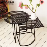 WISEMAX-mesa de centro de metal para sala de estar, juego de mesa cuadrada moderna, mesa lateral de café, colección