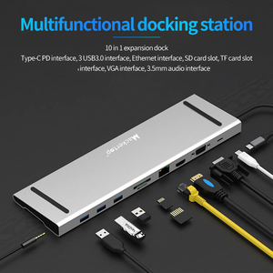 Adaptador de alta calidad 10 en 1 Multi VGA <span class=keywords><strong>RJ45</strong></span> USB 3,0, concentrador de carga de la estación de acoplamiento del ordenador portátil para MacBook - Product Image 3