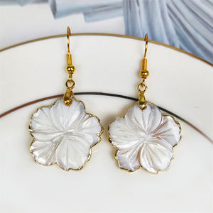 Популярные Бохо ювелирные изделия, клетчатая мозаика, Раковина Морского Ушка, Круглый пончик в форме Луны, Подвесные серьги, натуральные Ушные Кольца - Product Image 6