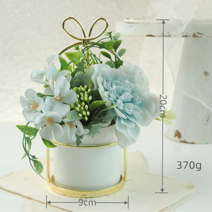 New Arrival <b>Artificial</b> <b>Hydrangea</b> Camellia Bonsai Set Electroplated Iron Frame White Ceramic Pot Nordic Style Home Decoration - Product Image 3