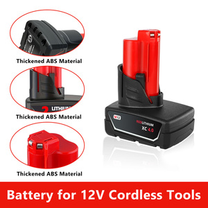 VICTPOWER 12V 3.0Ah Li-ion <b>Battery</b> for Mil-waukee M12 Tools Replacement + N124 Fast 4 Port Charger 12V Cordless <b>Battery</b> Pack - Product Image 2