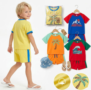 Ensembles de vêtements pour enfants en gros, directement de l'usine, motifs variés, manches courtes, sans manches, col rond, modèle unisexe TZ-036, sans marque - Product Image 2