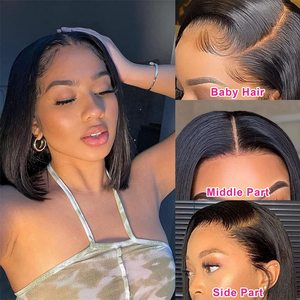 วิกผมตรงแบบ Bob 13x6 Lace Front วิกผมสังเคราะห์ยาวตรง 6-16 นิ้ว สามารถดัดและย้อมสีได้ ปรับรูปหน้าได้ - Product Image 2