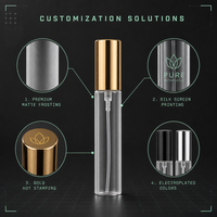 Flacon pulvérisateur de parfum en verre de 5 ml et 10 ml avec bouchon en aluminium doré, argenté ou noir, atomiseur rechargeable pour huile essentielle et parfum