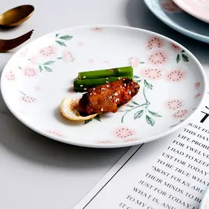 Sakura Keramiek Huishouden 10-Inch Steaks Westerse Gerechten Pasta Gerechten Hotel Cafe Meisje Poeder Japan Schaaltje Ronde Eettafel kamer