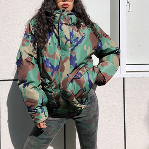 Wholesale Fashion Oversized High Quality Warm Windbreak Winter <strong>Camouflage</strong> Jackets <strong>Women</strong> Puffer <strong>Coat</strong> - Product Image 5