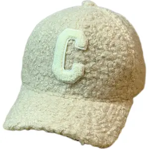 X1835男女皆宜的羊毛棒球帽数码刺绣6面板棒球帽定制刺绣羊毛毛皮保暖户外抓绒帽