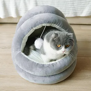 High Quality Super Soft Comfortable Luxury Cat Bed Fleece Non-slip Bottom S-L Size Pet Bed for Cats and Dogs