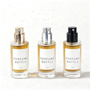 Elegante Flacone di Profumo in Vetro Trasparente Compatto 10ml 15ml con Tappi Lucidi Argento e Nero, Etichetta Minimalista, Pompa <span class=keywords><strong>Spray</strong></span>, Durevole e Portatile - Product Image 3