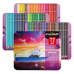 KALOUR Professional 72 Color Watercolor Pencil Set in Tin Box for Drawing and Painting and 120 Colour Coloured Pencil Avl