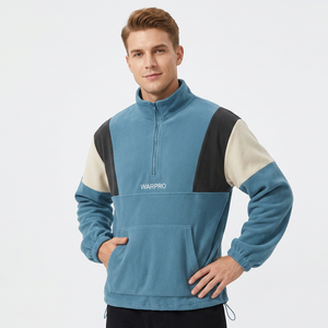 <b>Men's</b> Contrast Sleeve <b>Half</b> <b>Zip</b> Fleece Pullover 100% Cotton Eco-Friendly Breathable Long Sleeve Casual Winter <b>Sweatshirt</b> - Product Image 1