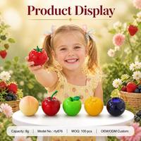 ISMAN Série Fruits – Lot de 8g – Contenants en plastique en forme de cerise, pomme, pêche, myrtille – Petits pots cosmétiques pour baume à lèvres, échantillons, crèmes